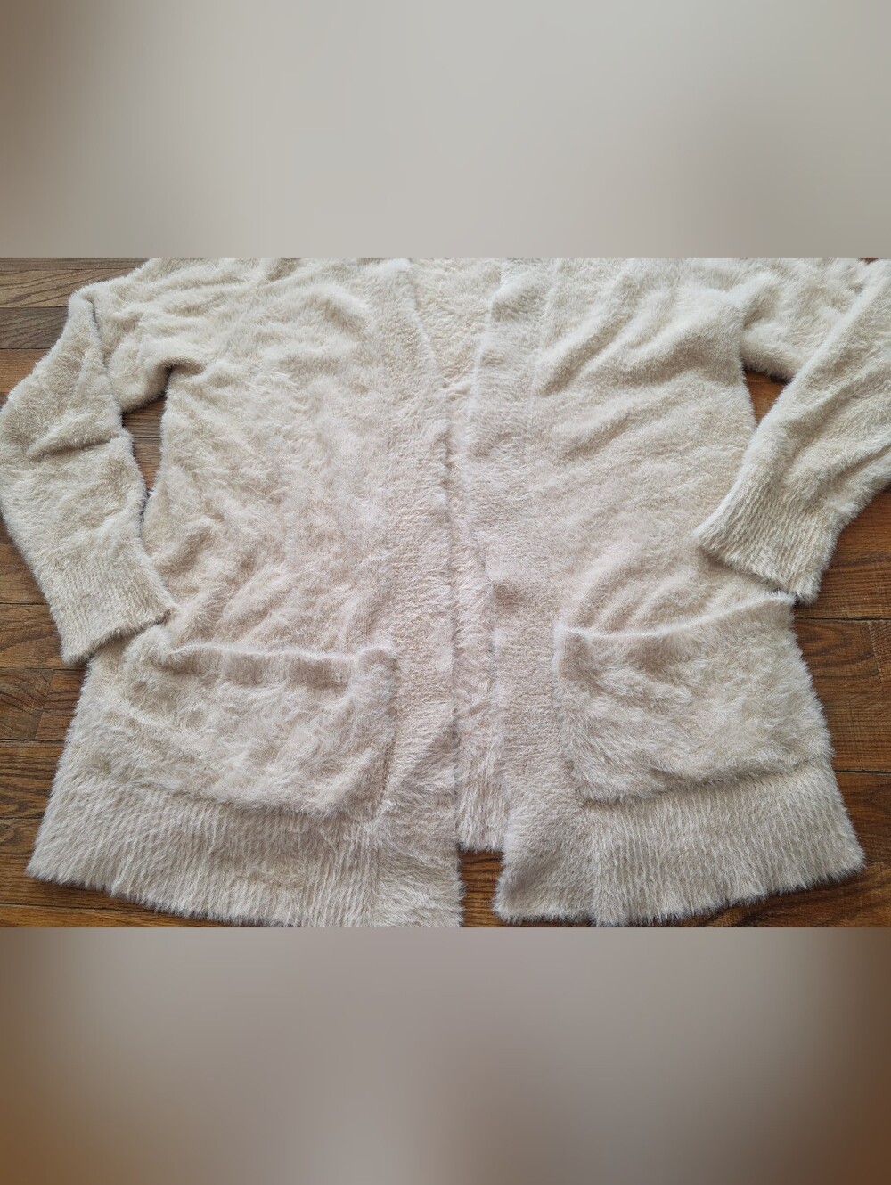 Rielle Soft Fuzzy Open-Front Cardigan Blush Color - Picture 4 of 6